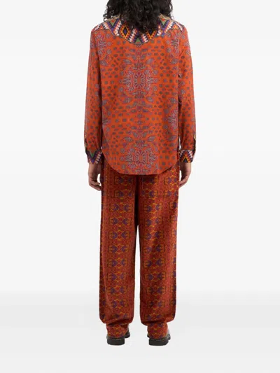 Pierre-louis Mascia Teslabio Geometric-pattern Yoke Shirt In Red