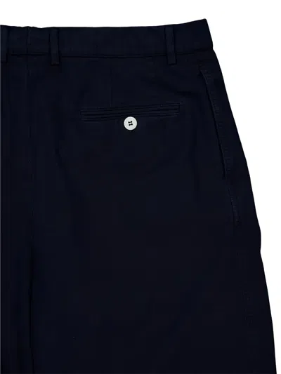 Brunello Cucinelli Pleated Cotton Shorts In Blue