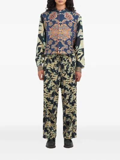 Pierre-louis Mascia Dylan Pleated-front Printed Trousers In Green