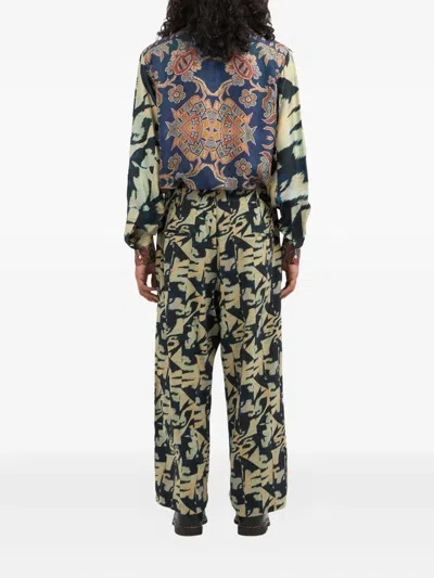 Pierre-louis Mascia Dylan Pleated-front Printed Trousers In Green