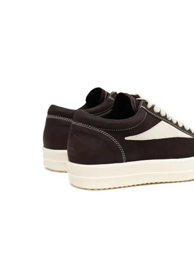 Rick Owens Women Black Low Top Sneakers With Contrasting Stitching In Leather Woman