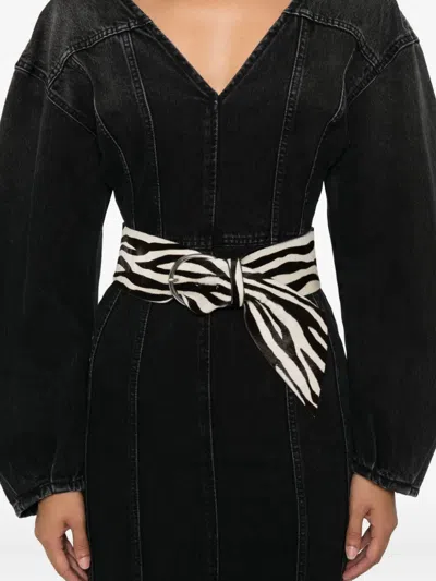 Haikure V-neck Puff-sleeve Midi Dress In Black