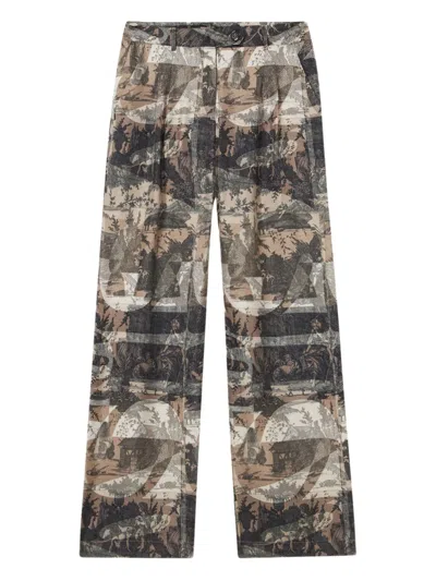 Pierre-louis Mascia Cialda Silk Printed Trousers In Multi