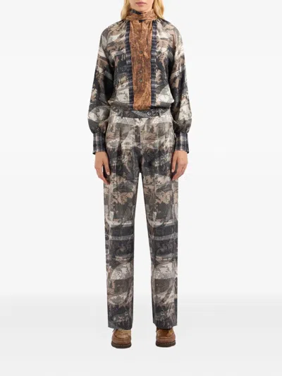 Pierre-louis Mascia Cialda Silk Printed Trousers In Multi
