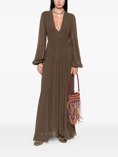 Isabel Marant Étoile Briane Khaki Viscose Dress In Brown