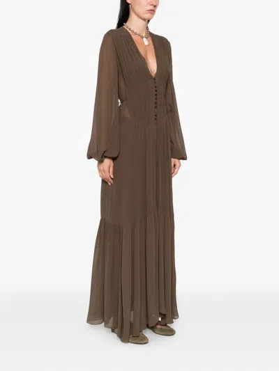 Isabel Marant Étoile Briane Khaki Viscose Dress In Brown