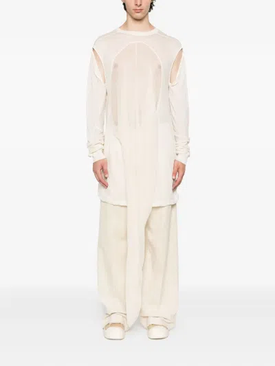 Rick Owens Hollywood Drain Pleated Draped T-shirt In White