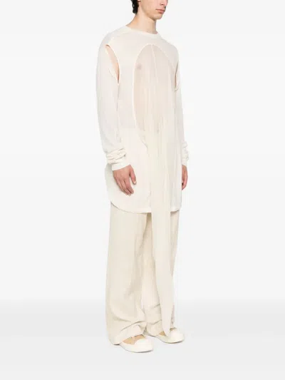 Rick Owens Hollywood Drain Pleated Draped T-shirt In White