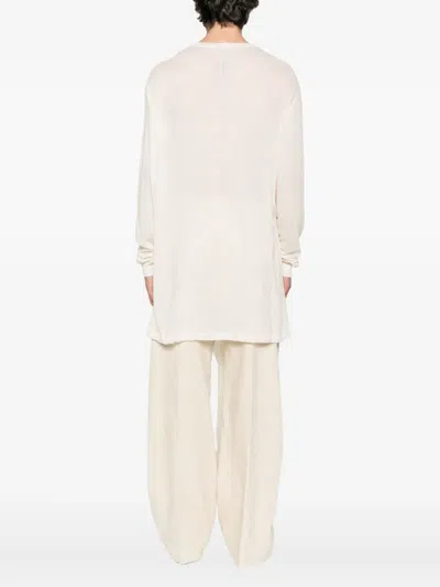 Rick Owens Hollywood Drain Pleated Draped T-shirt In White