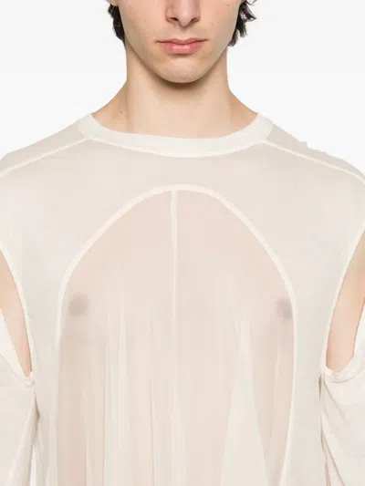 Rick Owens Hollywood Drain Pleated Draped T-shirt In White