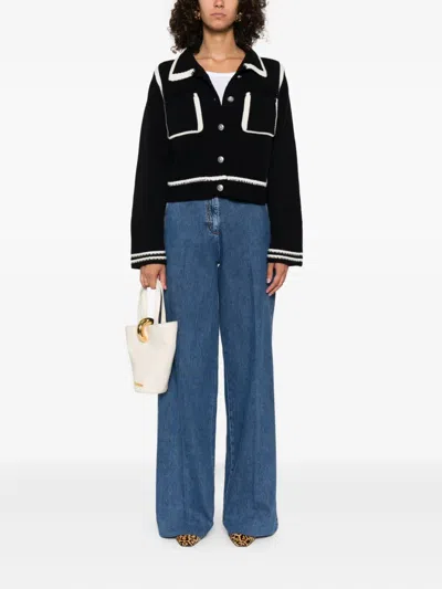Pinko Cardigan With Contrasting Profiles In Black