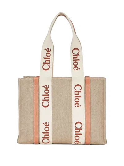 Chloé Women Beige Woody Tote Bag