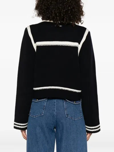 Pinko Cardigan With Contrasting Profiles In Black