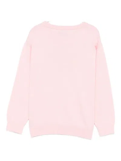 Moschino Teddy-logo Cotton-wool Sweater In Pink