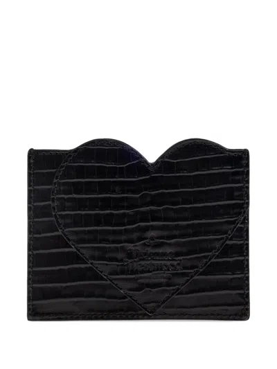 Vivienne Westwood Heart Crocodile-patterned Cardholder In Black