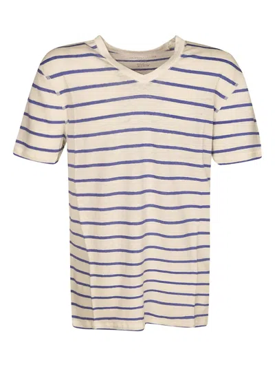 Majestic Striped V-neck T-shirt In Neutral