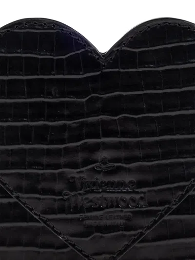 Vivienne Westwood Heart Crocodile-patterned Cardholder In Black