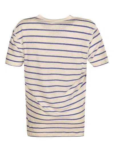 Majestic Striped V-neck T-shirt In Neutral