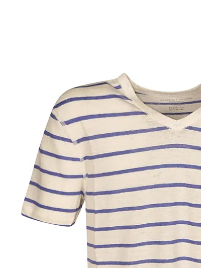 Majestic Striped V-neck T-shirt In Neutral