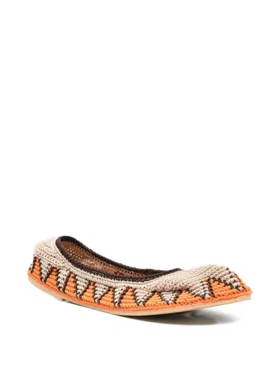Slo_hand_made Triangle-pattern Crochet Ballet Flats