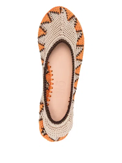 Slo_hand_made Triangle-pattern Crochet Ballet Flats