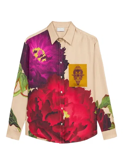 Pierre-louis Mascia Peony-print Pocket Shirt In Multi