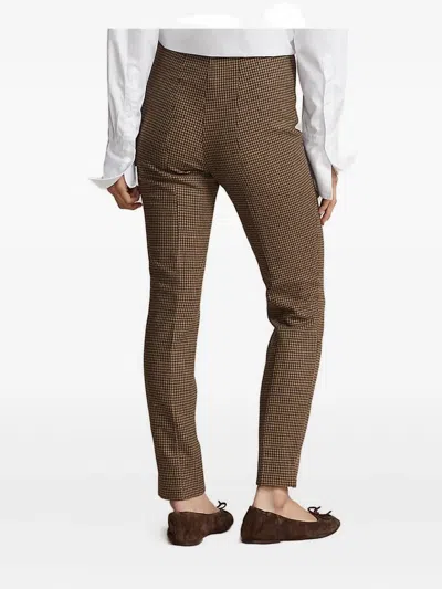 Polo Ralph Lauren Womens High Rise Houndstooth Cropped Pants In Brown