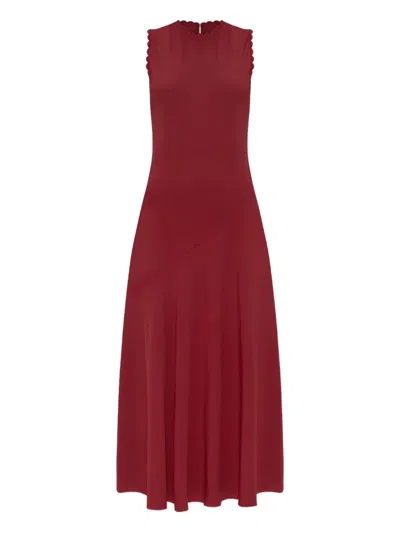 Ulla Johnson Scallop-trim Midi Dress In Red