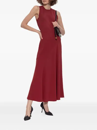 Ulla Johnson Scallop-trim Midi Dress In Red