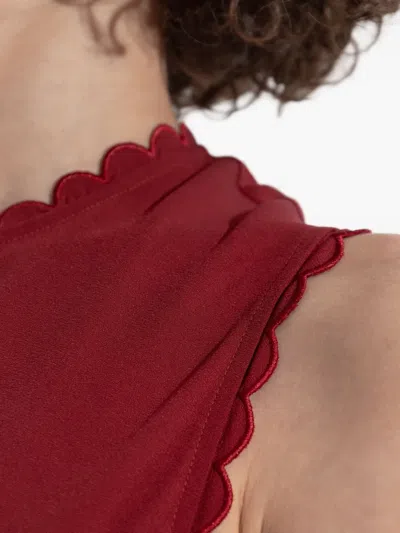 Ulla Johnson Scallop-trim Midi Dress In Red