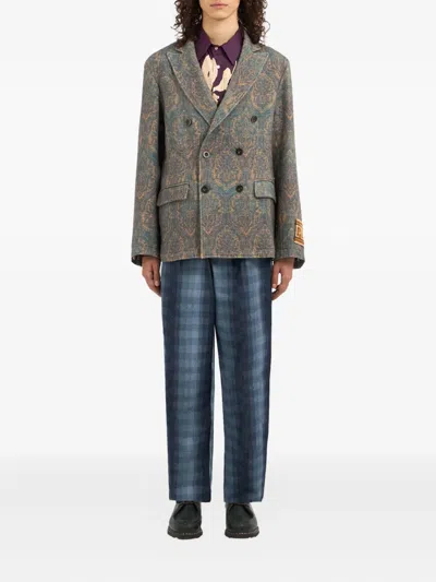 Pierre-louis Mascia Cakesc14 Damask-pattern Double-breasted Blazer In Animal Print