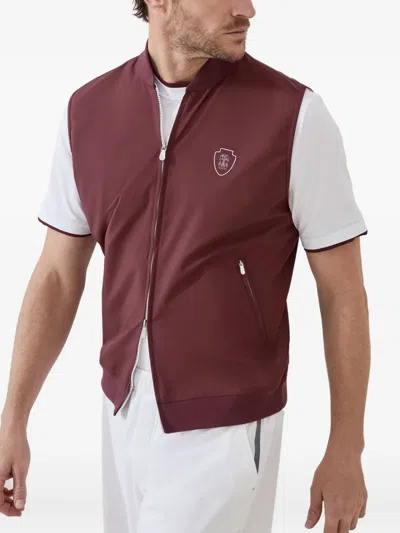 Brunello Cucinelli Nylon Vest With Logo In Burgundy