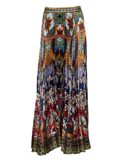 Alice And Olivia Pleated Printed Maxi Skirt