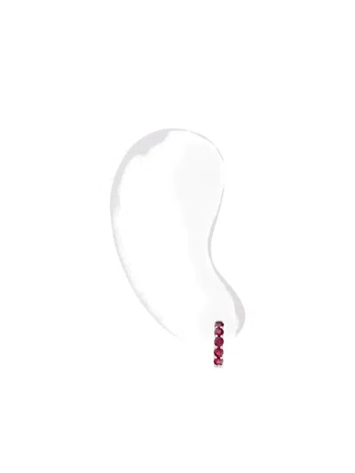 Munnu The Gem Palace 18k White Gold Ruby Hoop Earring