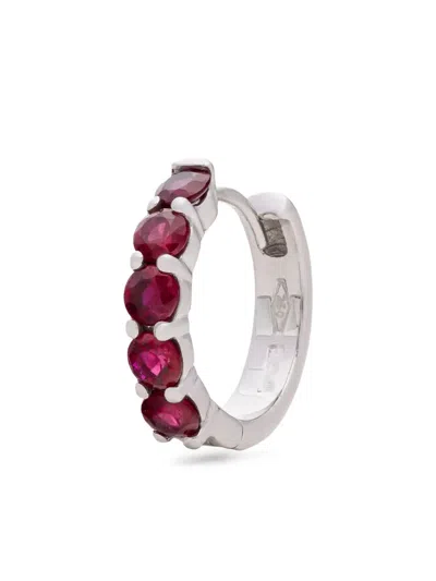 Munnu The Gem Palace 18k White Gold Ruby Hoop Earring