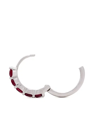 Munnu The Gem Palace 18k White Gold Ruby Hoop Earring