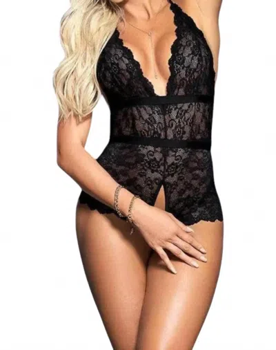 Mapalé Cassie Crotchless Bodysuit In Black In Black