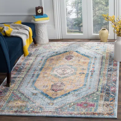 Safavieh Bristol Machine Made Area Rug, Blue / Camel Traditional Style Easy Care
