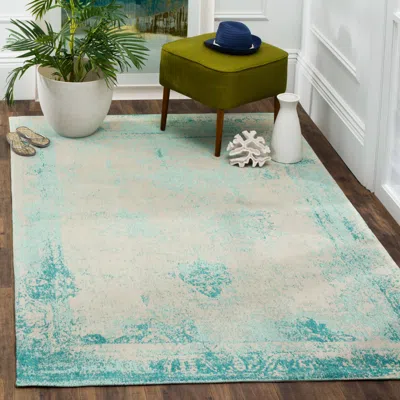 Safavieh Classic Vintage Machine Made Area Rug, Turquoise Antique Style Easy Care In Green