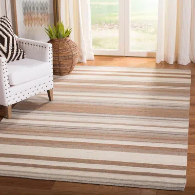 Safavieh Dhurries Hand Made Area Rug, Natural / Camel Contemporary Style Non Shedding In Brown