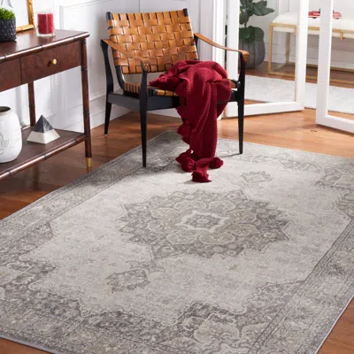 Safavieh Brentwood Machine Made Area Rug, Grey / Light Grey Traditional Style Easy Care In Gray