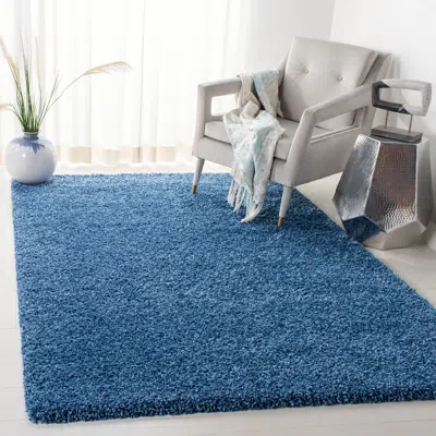 Safavieh Evolution Shag Machine Made Area Rug, Blue Shag / Flokati Style Easy Care In Blue
