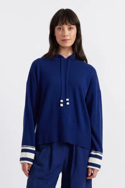 Chinti & Parker Ahoy! Wool Cashmere Hoodie Sweatshirt In Blue