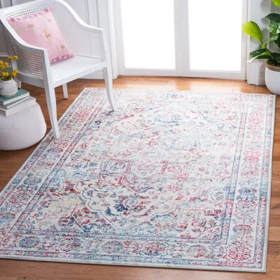 Safavieh Brentwood Machine Made Area Rug, Ivory / Blue Traditional Style Easy Care In Multi