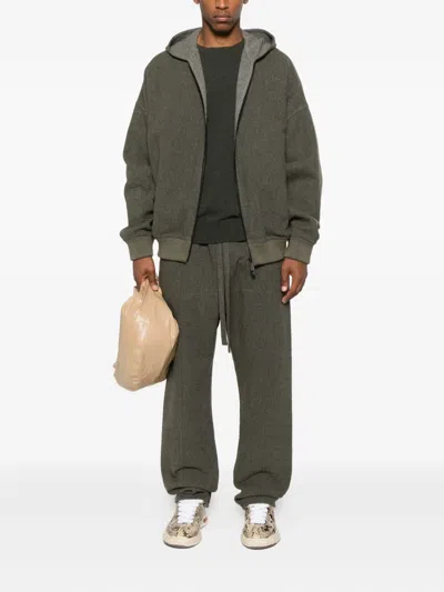 Fear Of God Mens Off Black Zip Relaxed-fit Wool-blend Hoodie In Brown