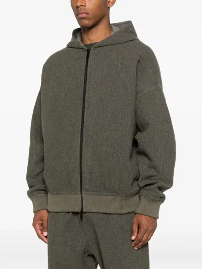 Fear Of God Mens Off Black Zip Relaxed-fit Wool-blend Hoodie In Brown