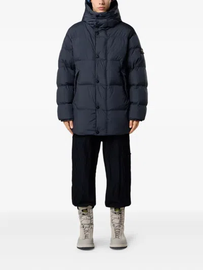 Stone Island Garment Dyed Crinkle Reps Ny Recycled Nylon Short Parka In Blue