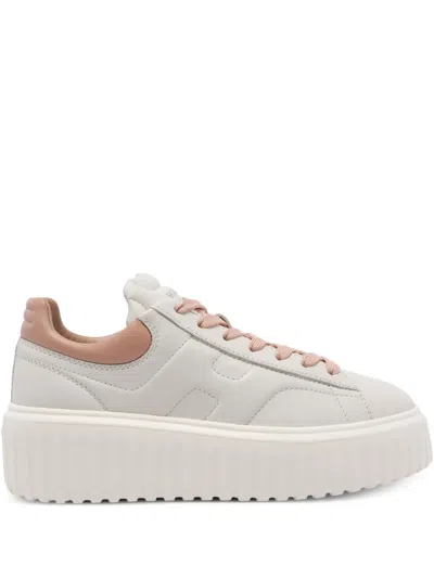 Hogan Chunky Platform Sneakers With Smooth And Textured Uppers In Neutral