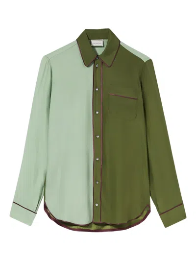 Pierre-louis Mascia Adanar Two-tone Piped Shirt In Green