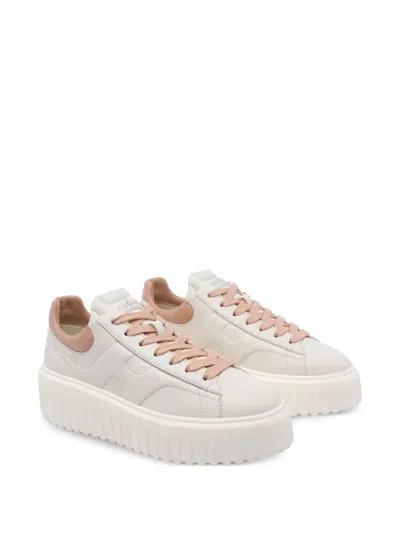 Hogan Chunky Platform Sneakers With Smooth And Textured Uppers In Neutral